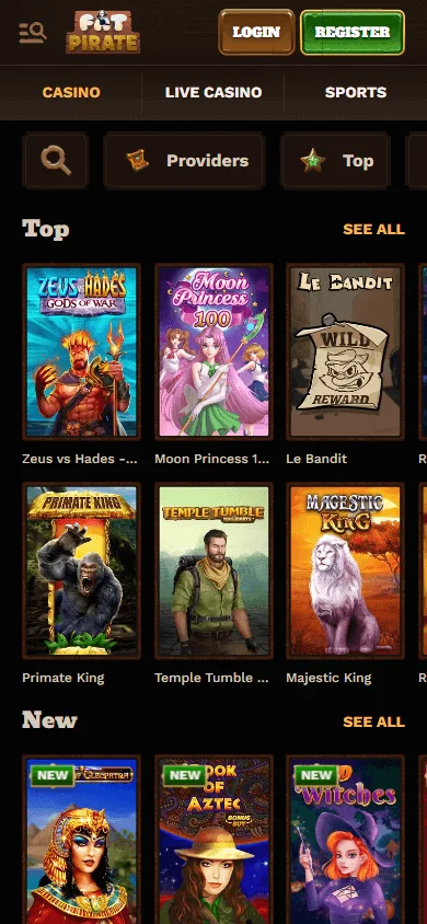 Fat Pirate Casino games experience on a mobile phone