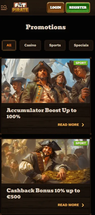 Fat Pirate Casino promotions experience on a mobile phone